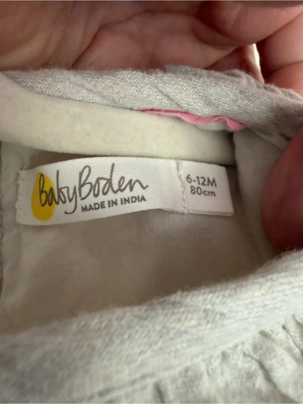 Baby Boden light gray dress with polka dots